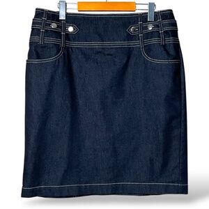 NYCC Cotton Blend Denim Mini Skirt with Stretch Front Pockets US Sz 14